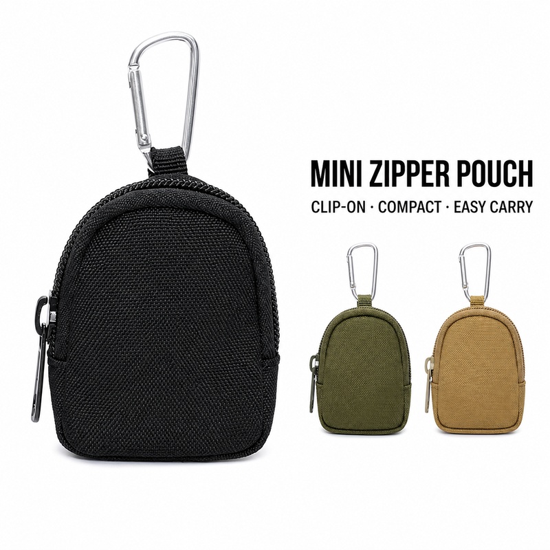 Mini Zipper Key Coin Pouch wit - Edc Carry Coins 评论和价格