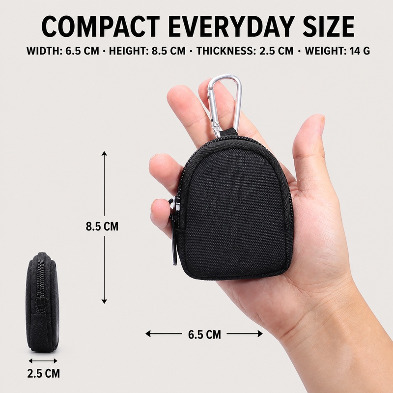 Mini Zipper Key Coin Pouch wit - Edc Carry Coins 评论和价格